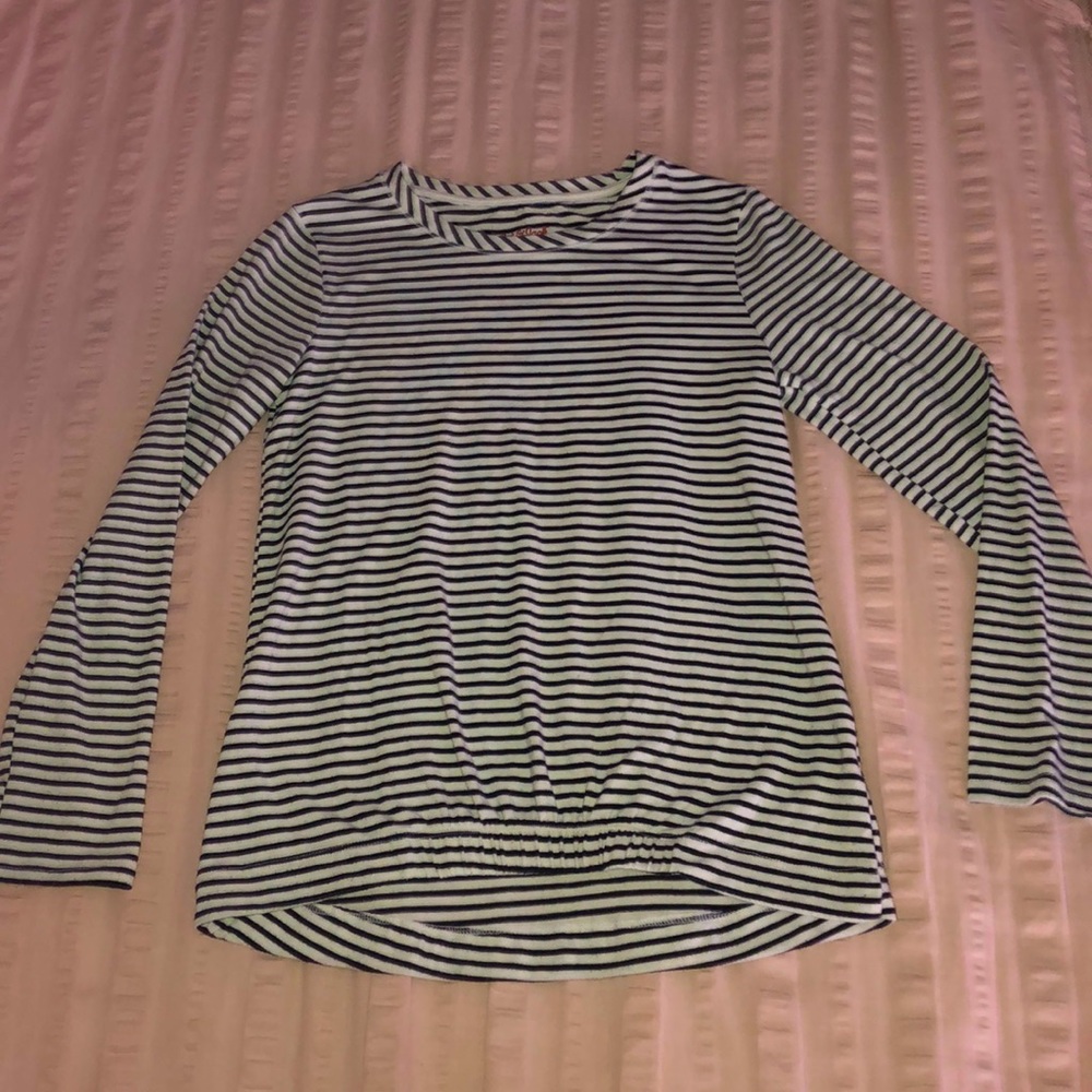 Girls Cat + Jack Black/White Strip Long Sleeve Tee